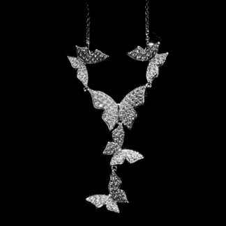 Mahtab Butterfly Necklace In 925 Silver High Quality Simulated Diamonds