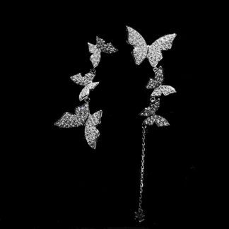 Mahtab Butterfly Earrings In 925 Silver High Quality Simulated Diamonds