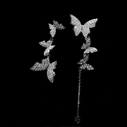 Mahtab Butterfly Earrings In 925 Silver High Quality Simulated Diamonds