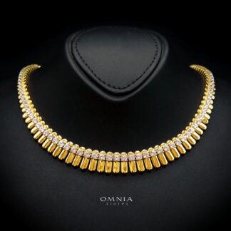 Omnia Nina Gold Plated Necklace With High Quality Certified Lab Crafted Stones In 925 Silver
