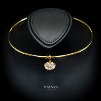 Omnia Rafif Golden Necklace In 925 Silver High Quality Certified Lab Crafted Stones