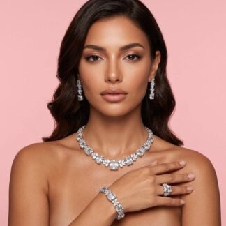 Omnia Amelia White Bridal Full Set in High Quality Simulated Diamonds