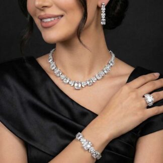 Omnia Amelia White Bridal Full Set in High Quality Simulated Diamonds