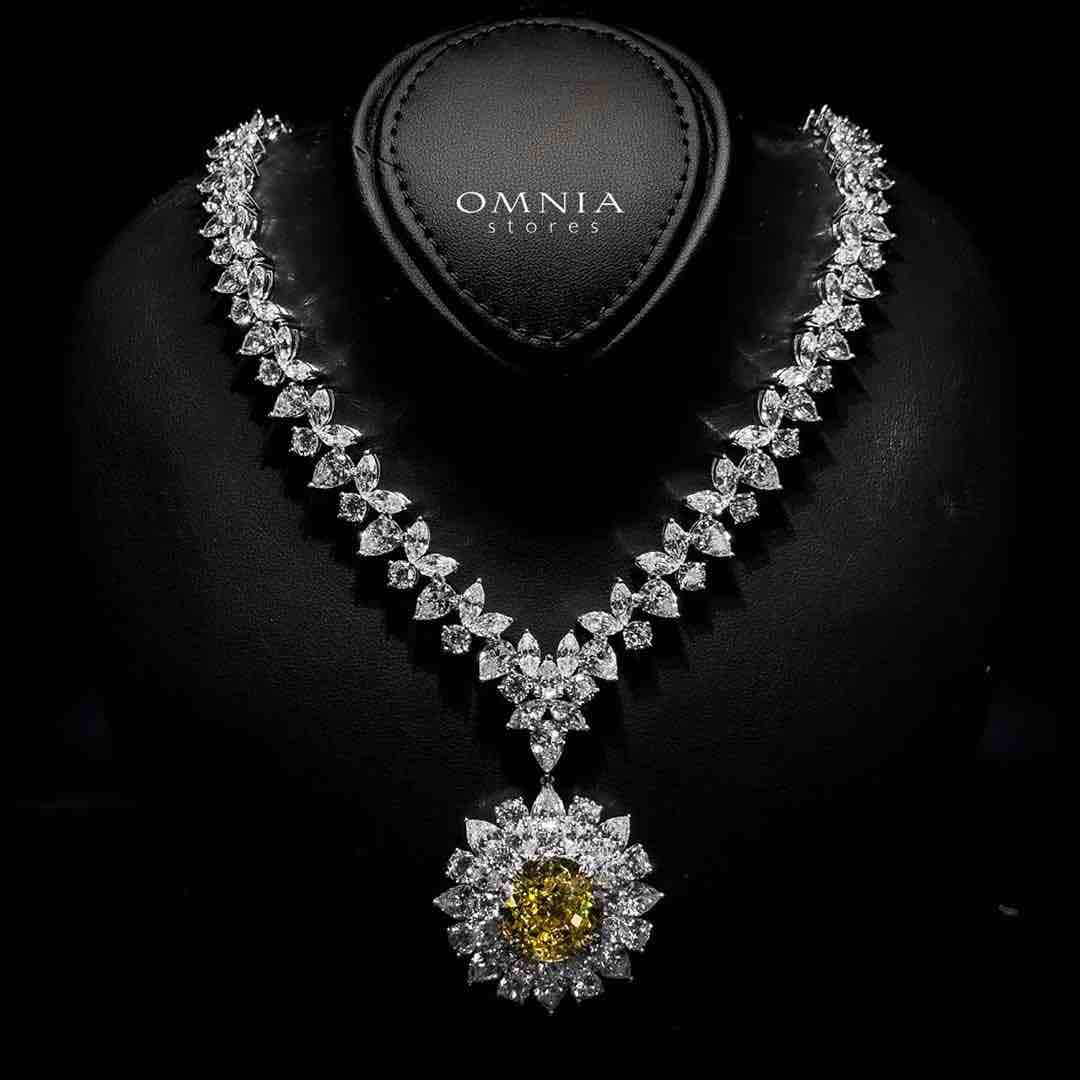 Marjan Sunflower Yellow Necklace In 925 Silver Certified High Quality Lab Grown Stones - Image 2