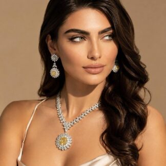 Marjan Sunflower Yellow Necklace In 925 Silver Certified High Quality Lab Grown Stones