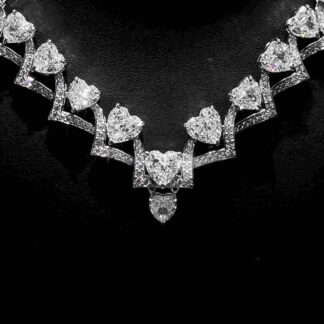 Omnia Nouria Heart Silver Necklace In 925 Silver High Quality Certified Lab Crafted Stones