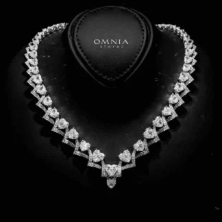 Omnia Nouria Heart Silver Necklace In 925 Silver High Quality Certified Lab Crafted Stones