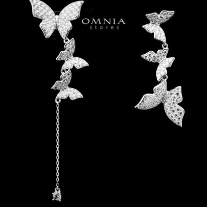 Mahtab Butterfly Earrings In 925 Silver High Quality Simulated Diamonds - Image 2