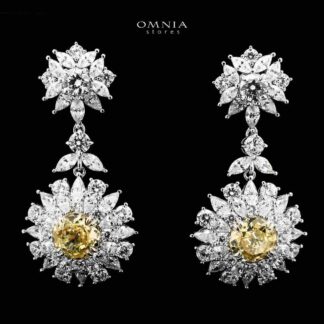 Marjan Sunflower Yellow Drop Earrings In 925 Silver Certified High Quality Lab Grown Stones