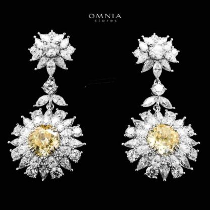 Marjan Sunflower Yellow Drop Earrings In 925 Silver Certified High Quality Lab Grown Stones - Image 2