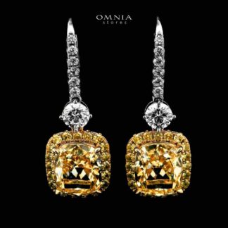 Mojgan Golden Drop Earrings In 925 Silver Certified High Quality Lab Grown Stones