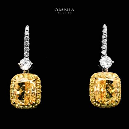Mojgan Golden Drop Earrings In 925 Silver Certified High Quality Lab Grown Stones - Image 2