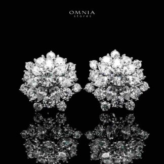 Melika White Floral Design Clip Earrings In 925 Silver Certified High Quality Lab Grown Stones