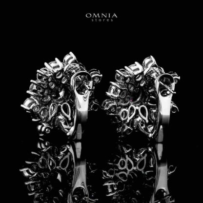 Melika White Floral Design Clip Earrings In 925 Silver Certified High Quality Lab Grown Stones - Image 2