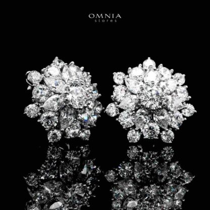 Melika White Floral Design Clip Earrings In 925 Silver Certified High Quality Lab Grown Stones - Image 4