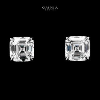 Minoo White Square Stud Earrings In 925 Silver Certified High Quality Lab Grown Stones