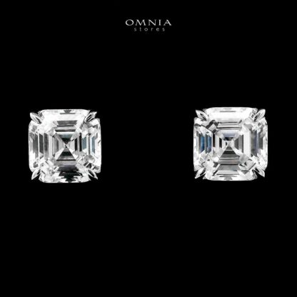 Minoo White Square Stud Earrings In 925 Silver Certified High Quality Lab Grown Stones