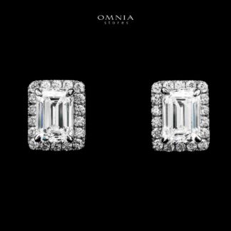 Mitra White Square Stud Earrings In 925 Silver Certified High Quality Lab Grown Stones