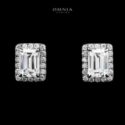 Mitra White Square Stud Earrings In 925 Silver Certified High Quality Lab Grown Stones
