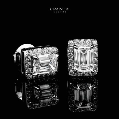 Mitra White Square Stud Earrings In 925 Silver Certified High Quality Lab Grown Stones - Image 3