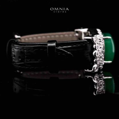 Omnia Nafiseh Black Genuine Leather Belt Bracelet In 925 Silver Certified High Quality Lab Grown Stones - Image 3