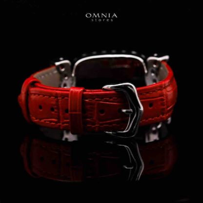 Omnia Nafiseh Red Genuine Leather Belt Bracelet In 925 Silver High Quality Lab Grown Stones - Image 4