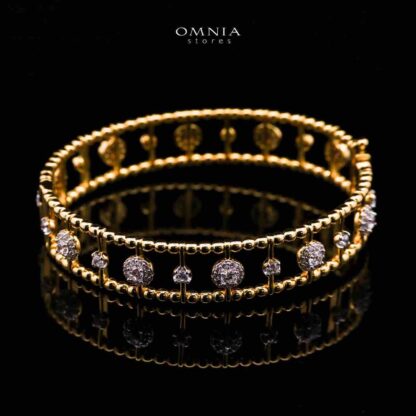 Nasim Golden Plated Bangle In 925 Silver Certified High Quality Lab Grown Stones - Image 2