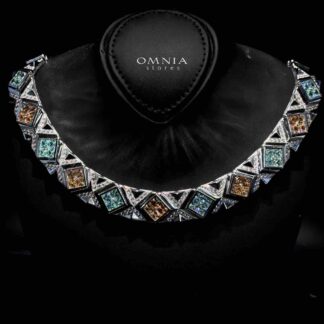 Omnia Parnaz Multi Color Necklace In 925 Silver Certified High Quality Lab Grown Stones