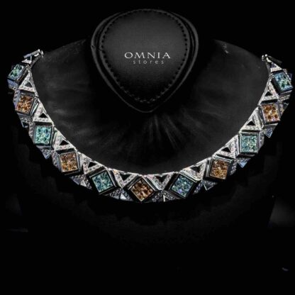 Omnia Parnaz Multi Color Necklace In 925 Silver Certified High Quality Lab Grown Stones