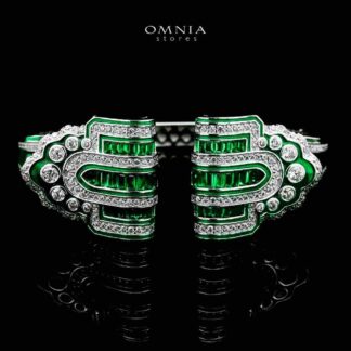 Omnia Roya Emerald Bracelet in 925 Silver with High Quality Simulated Diamonds