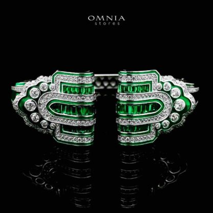 Omnia Roya Emerald Bracelet in 925 Silver with High Quality Simulated Diamonds