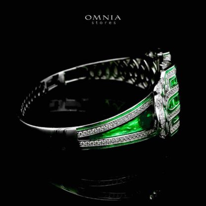 Omnia Roya Emerald Bracelet in 925 Silver with High Quality Simulated Diamonds - Image 2