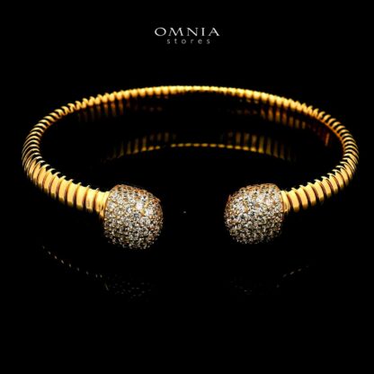 Omnia Ghida Golden Bracelet in 925 Silver with High-Quality Simulated Diamonds