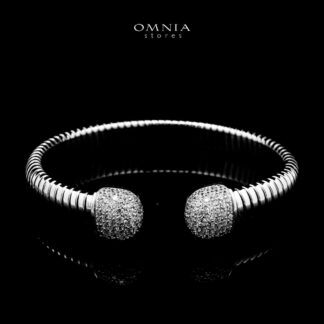Omnia Ghida Silver Bracelet in 925 Silver with High-Quality Simulated Diamonds