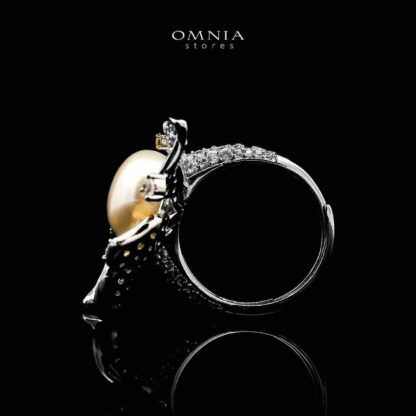 Omnia Estelle Fresh Real Water Pearl Golden And Silver RIng in 925 Silver In High Quality Simulated Diamonds - Image 4