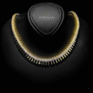 Omnia Nina Gold Plated Necklace In 925 Silver Certified High Quality Lab Grown Stones
