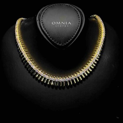Omnia Nina Gold Plated Necklace In 925 Silver Certified High Quality Lab Grown Stones