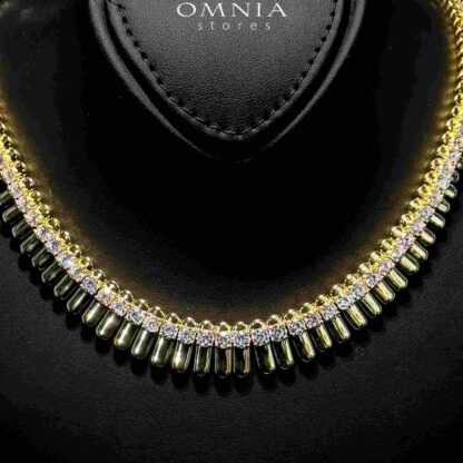 Omnia Nina Gold Plated Necklace In 925 Silver Certified High Quality Lab Grown Stones - Image 2
