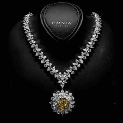 Marjan Sunflower Yellow Necklace In 925 Silver Certified High Quality Lab Grown Stones