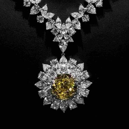 Marjan Sunflower Yellow Necklace In 925 Silver Certified High Quality Lab Grown Stones - Image 2