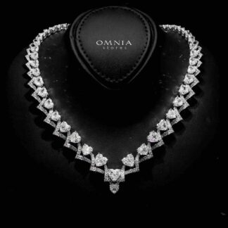 Omnia Nouria Heart Silver Necklace In 925 Silver Certified High Quality Lab Grown Stones