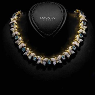 Omnia Ghusoon Butterfly Golden Necklace In 925 Silver Certified High Quality Lab Grown Stones