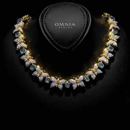 Omnia Ghusoon Butterfly Golden Necklace In 925 Silver Certified High Quality Lab Grown Stones