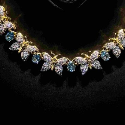 Omnia Ghusoon Butterfly Golden Necklace In 925 Silver Certified High Quality Lab Grown Stones - Image 2