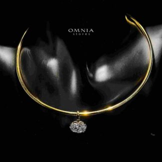 Omnia Rafif Golden Necklace In 925 Silver Certified High Quality Lab Grown Stones