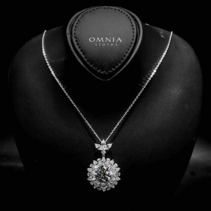 Omnia Juman Silver Necklace In 925 Silver Certified High Quality Lab Grown Stones