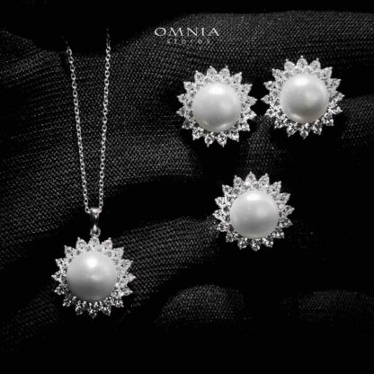 Omnia Misk Silver Necklace, Earrings and Ring Set In 925 Silver High Quality Simulated Diamonds