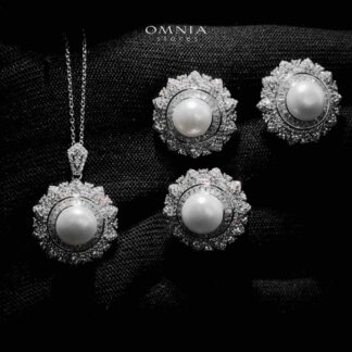 Omnia Yamama Silver Necklace, Earrings and Ring Set In 925 Silver High Quality Simulated Diamonds