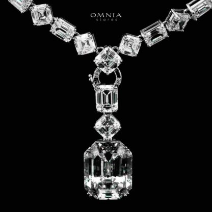Omnia Zimal Silver Necklace In 925 Silver Certified High Quality Lab Grown Stones - Image 2