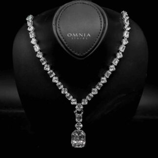 Omnia Zimal Silver Necklace In 925 Silver Certified High Quality Lab Grown Stones